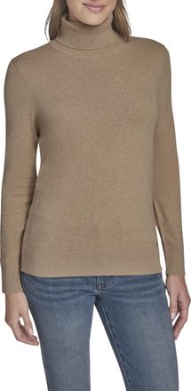 Tommy Hilfiger Womens Cotton Lightweight Turtleneck Sweater, Light Heather Fawn, Small