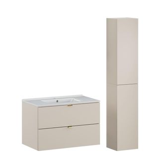 Petits Meubles Set de muebles lavabo encastrado y columna estratificado 80cm