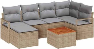 vidaXL Garden Sofa Set 8 pcs Beige and Light Grey Poly Rattan vidaXL
