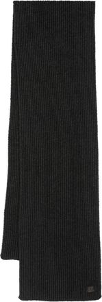 C.P. Company logo-tag ribbed scarf - men - Polyester/Wool/Polyamide - One Size - Black