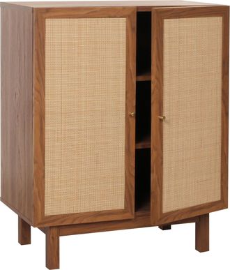 Hhg Nunca Usado] Highboard Hhg 394, C&oacute;moda Mueble Aparador, Compartimentos De Almacenaje, Rat&aacute;n Kubu 98x79x42cm, Aspecto Nogal