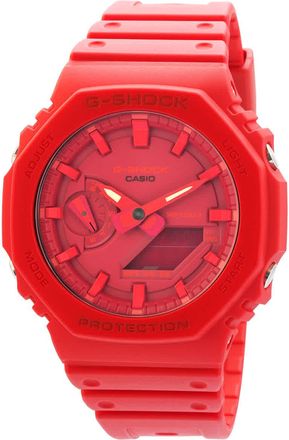 Casio G-Shock Alarm World Time Quartz Analog-Digital Red Dial Mens Watch GA2100-4A
