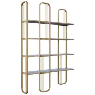 Dmora Dmora - Estante Para Libros Dbourabi, Estante De Oficina, Porta Libros M&oacute;vil, Biblioteca, 125x28h180 Cm, Amarillo