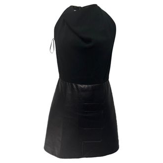 Roland Mouret Halterneck Mini Dress in Viscose and Leather