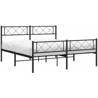vidaXL Estructura Cama Sin Colch&oacute;n Con Estribo Metal Negro 140x190 Cm Vidaxl