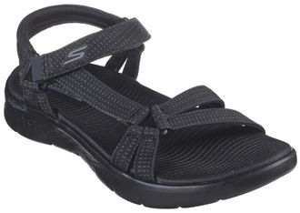 Skechers Sandale SKECHERS GO WALK FLEX SANDAL-SUBLIME-X, Damen, Gr. 42, schwarz, Textil, unifarben, Schuhe Sandale, Sommerschuh, Sandalette, Klettschuh, mit Go