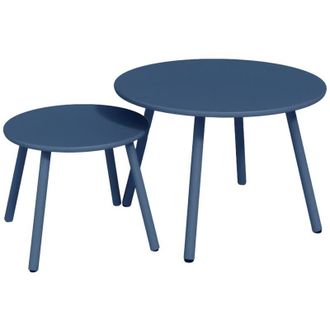 Vente-Unique Tavolo a scomparsa da giardino in Metallo Blu notte - MIRMANDE