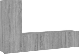 vidaXL Vidaxl - Set De Muebles Para Tv 3 Pzas Madera Contrachapada Gris Sonoma