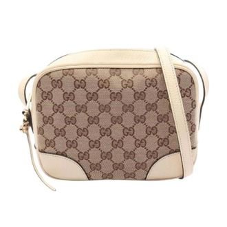 Gucci Pre-owned Bree GG Canvas Leren Schoudertas - Dames - Pre-owned - Beige - Maat: ONE Size Leer
