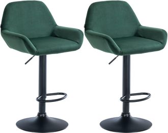 Clp Set De 2 Taburetes De Cocina Braga En Terciopelo Verde Oscuro Metal Negro Mate