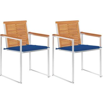vidaXL Vidaxl - Sillas De Jard&iacute;n Con Cojines 2 Uds Madera Maciza Acacia Y Acero