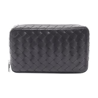 Bottega Veneta Pre-owned Vintage Intrecciato Leren Pouch - Dames - Pre-owned - Zwart - Maat: ONE Size Leer