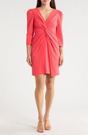 Julia Jordan Knotted Three-Quarter Sleeve Minidress in Coral Reef at Nordstrom Rack, Size 16