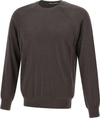 KANGRA Trui met ronde hals van zijde en kasjmier - Heren - Ronde hals truien - Bruin - 4XL - Kasjmier - Truien & Vesten