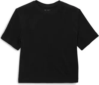 AG - Adriano Goldschmied Charli Boxy Linen Blend T-Shirt in Super Black at Nordstrom, Size X-Large