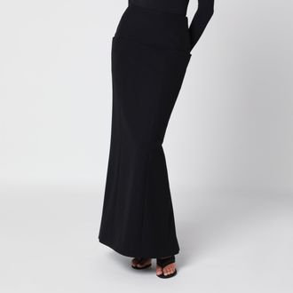 Alaia Black long wool skirt