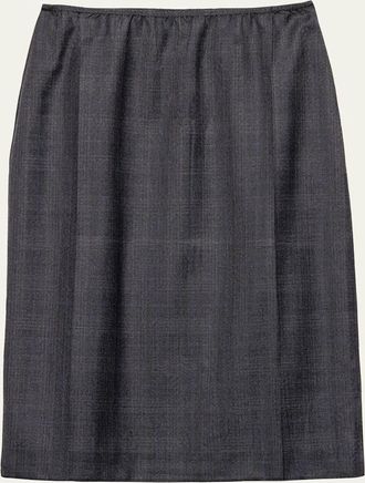 Prada Wool Check Midi Skirt
