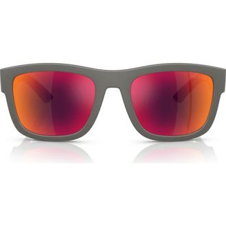 Prada 56mm Pillow Sunglasses in Silver Grey /Brown Orange at Nordstrom