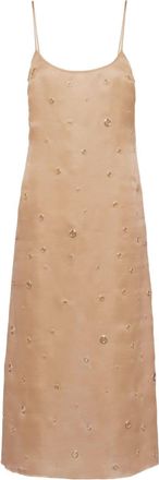 Prada eyelet-detail organza midi dress - women - Silk Organza - 40 - Neutrals