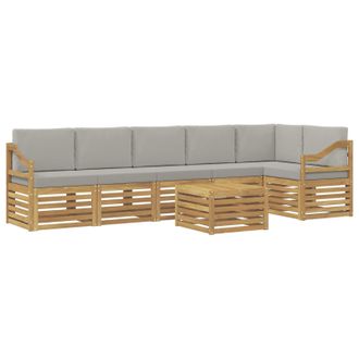 vidaXL Conjunto De Sof&aacute;s De Exterior 7 Pcs Blanco Y Gris Claro Vidaxl