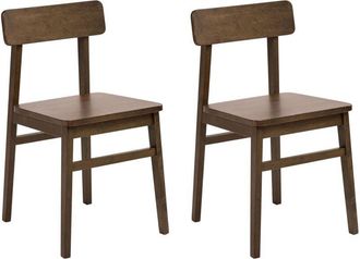 Beliani Set of 2 Dining Chairs GORRE Wood Dark Brown