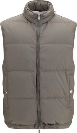 Brunello Cucinelli Gray Polyester Sleeveless Mens Jacket