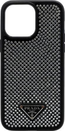 Prada Pre-owned i Phone 14 Pro Max Hoesje - Dames - Vintage Accessoires - Zwart - ONE Size - Leer - Vintage