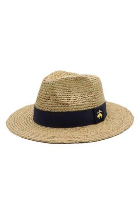 Brooks Brothers Raffia Crochet Fedora in Natural at Nordstrom, Size Large