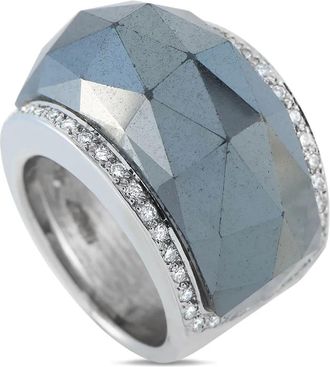 Stephen Webster Anello in oro bianco 18 carati con ematite e diamanti - Argento