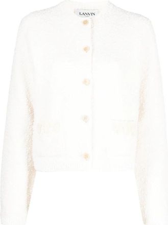 Lanvin Textured Cardigan in Ecru - Dames - Vesten - Wit - M - Katoen - Truien & Vesten