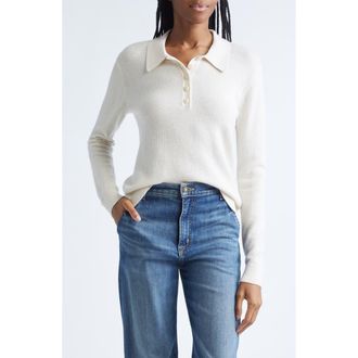 TWP Jorden Cashmere Polo Sweater in Ivory at Nordstrom Rack, Size X-Large