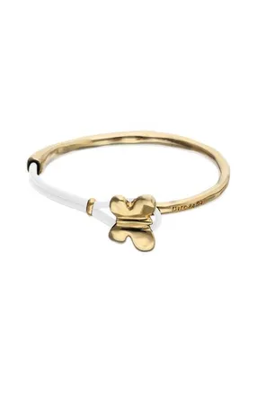 UNOde50 Leather Bracelet with Gold-Tone Butterfly in Cream at Nordstrom, Size Medium