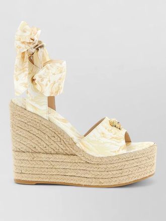 Versace la medusa bow espadrille wedge sandals