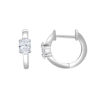 LuvMyJewelry Oval Obsession 14K Gold Lab Grown Diamond Huggies - 0.50 ct in 14K White Gold at Nordstrom
