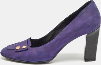 Tod's Tods Purple Nubuck Leather Square Toe Pumps