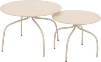 Oviala Juego de 2 mesas de centro nido para jard&iacute;n en color crema