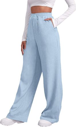 Generic Wide Leg Sweatpants for Women UK Fleece Oversized Baggy Joggers Pants Tracksuit Bottoms High Waisted Stretch Yoga Pants with Pockets Casual Elastic Dr