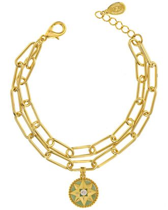 Rachel Reinhardt Jewelry 14K Over Silver Cz Charm Bracelet