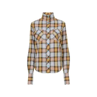 Chlo&eacute; Check-print High-neck Shirt