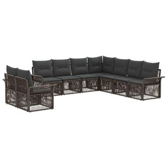 vidaXL Conjunto De Sof&aacute;s De Jard&iacute;n 9 Pcs Gris Rat&aacute;n Sint&eacute;tico Vidaxl