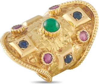 Ilias Lalaounis 18K Yellow Gold Emerald, Ruby, and Sapphire Ring IL20-100626