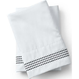 Lands End Supima Cotton No Iron Sateen Embroidered Sheets - 400 thread count in Warm Graphite Dots at Nordstrom, Size Standard