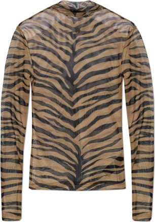 Amiri Zebra Long Sleeve Top - Dames - Longsleeves - Bruin - S - Leer - Tops