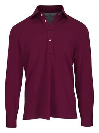 Brunello Cucinelli long-sleeve polo shirt - men - Cotton - M - Red