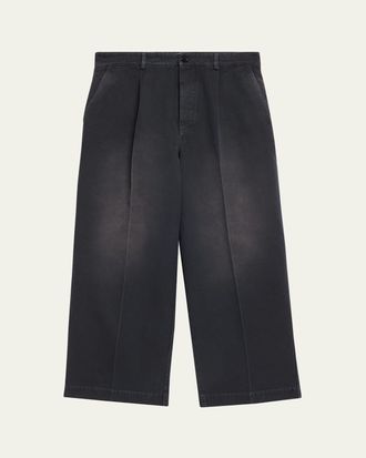 Marni Mens Faded Denim Wide-Leg Pants