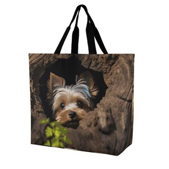 Generic A Little Yorkshire Terrier Shopper Bag Waterproof Handbag Durable Shopping Bags For Ladies Work College