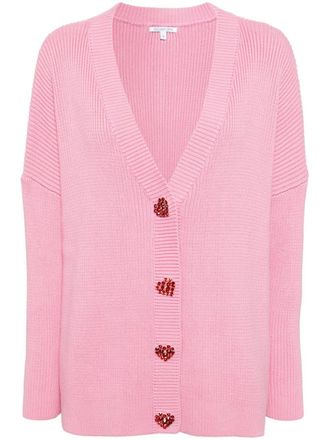 Olivia Rubin Billie ribbed cotton cardigan - Pink