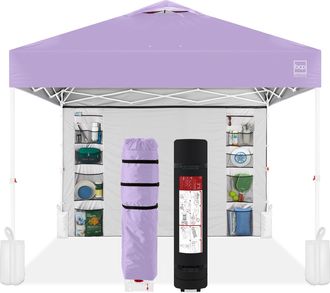 Best Choice Products 10x10ft Easy Setup Pop Up Canopy, Portable Tent w/ Side Wall, 1-Button Push, Case