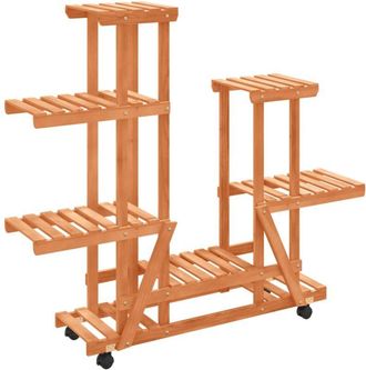 vidaXL Vidaxl - Soporte De Flores Con Ruedas Madera Maciza Abeto 95x25x101 Cm