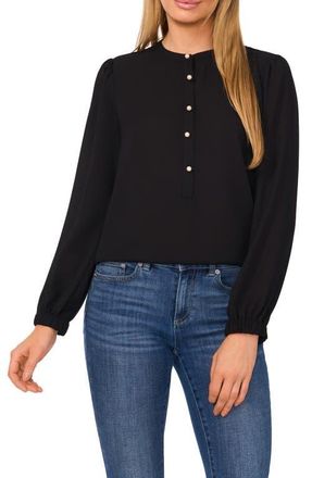 CeCe by Cynthia Steffe Pearl Button Top in Rich Black at Nordstrom, Size X-Small